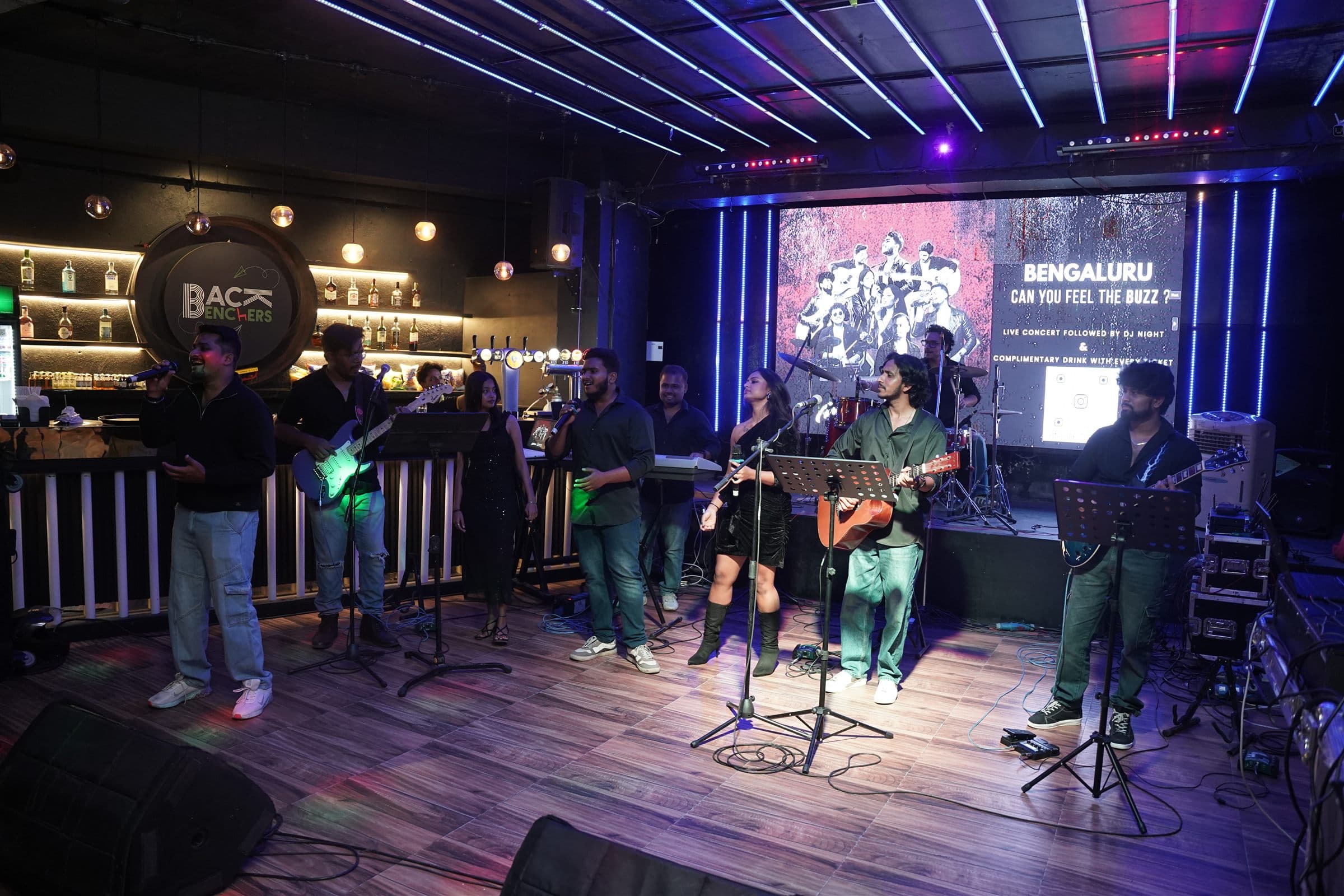 The full Malhar lineup performing on stage